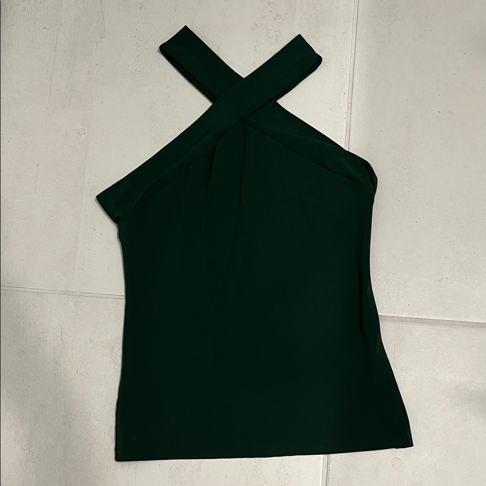 Dark Green Cross Halter Top